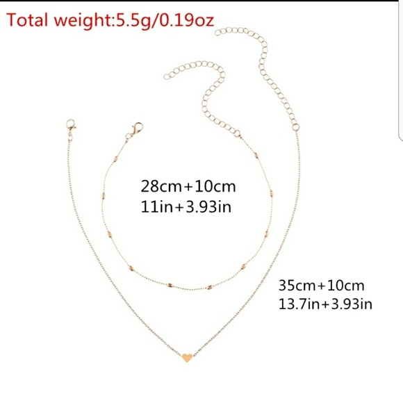 🌸HP! Any 4/$20! Double strand 2 pc heart necklace - Picture 3 of 4